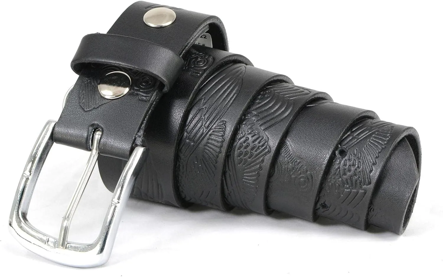 Milwaukee Leather MP7122 Men's Engine Block & Wings - Black Leather Belt w/Interchangeable Buckle - 1.5 inches Wide