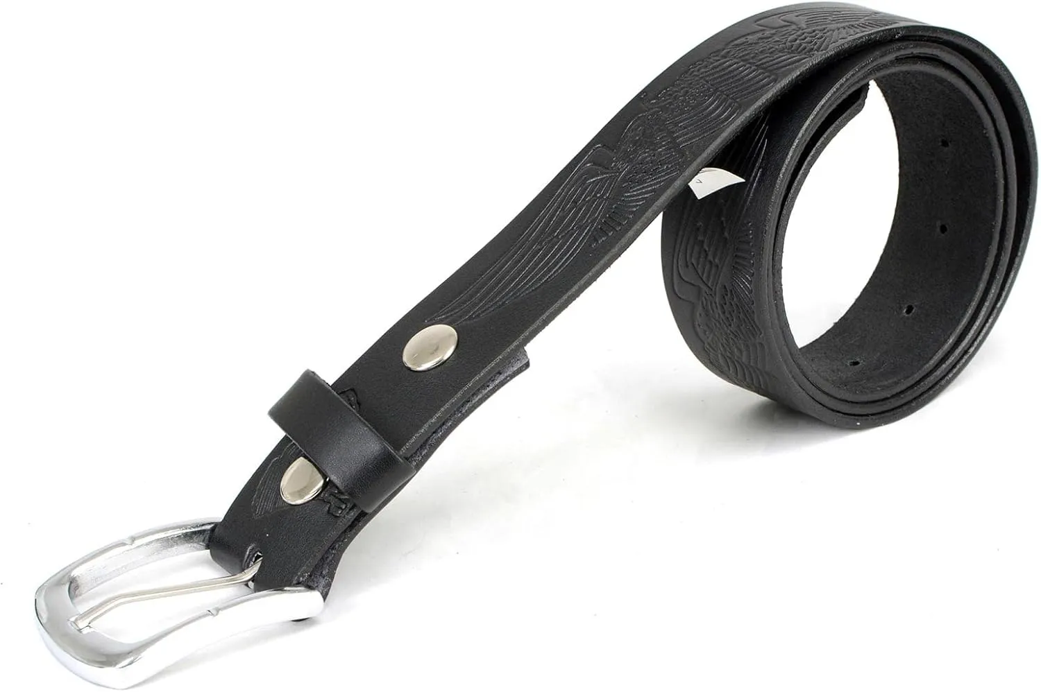 Milwaukee Leather MP7122 Men's Engine Block & Wings - Black Leather Belt w/Interchangeable Buckle - 1.5 inches Wide