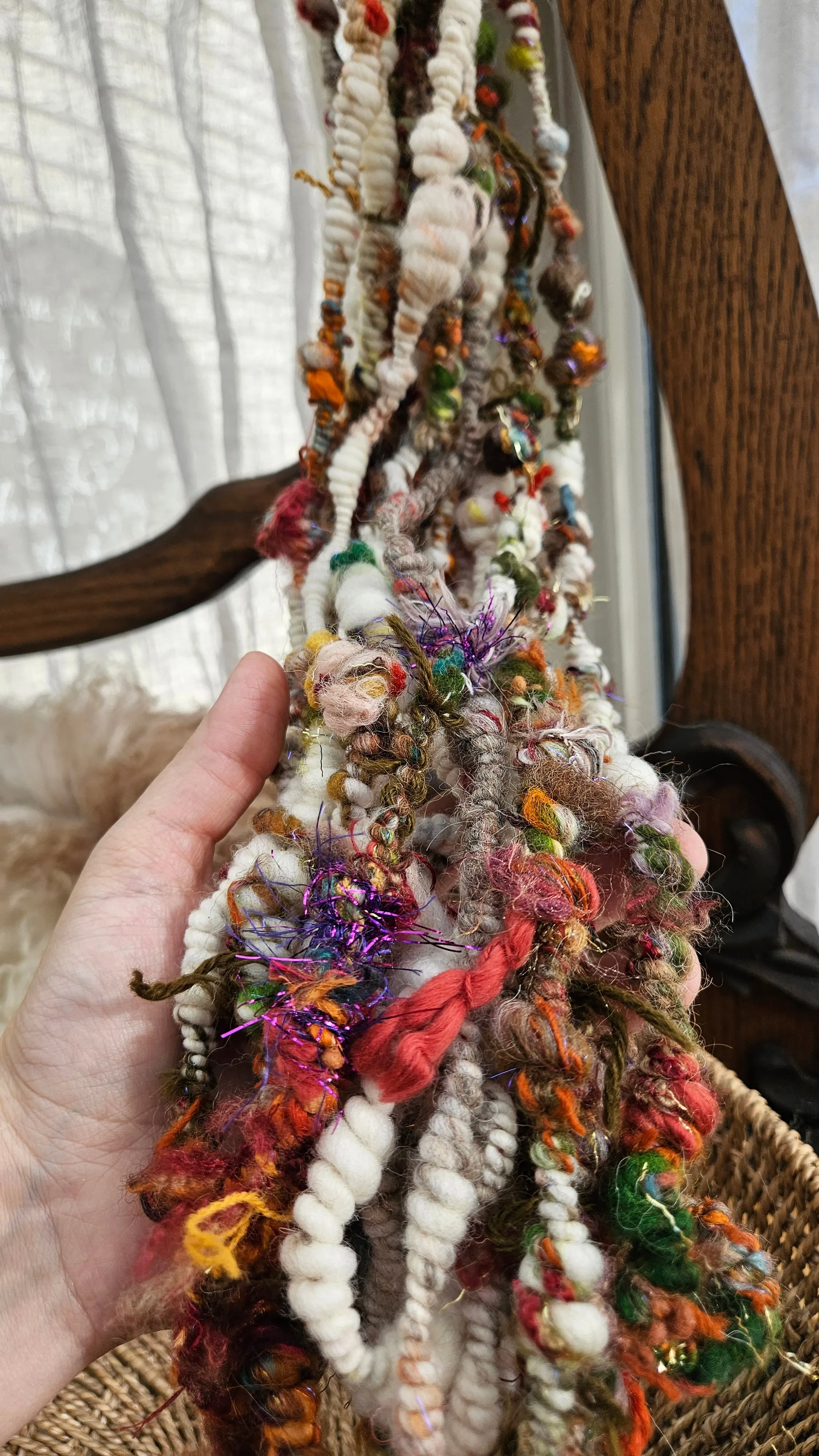 MISTER RODGERS - Handspun Bulky Wool Textured Art Yarn - 16 Yards 5.2 oz