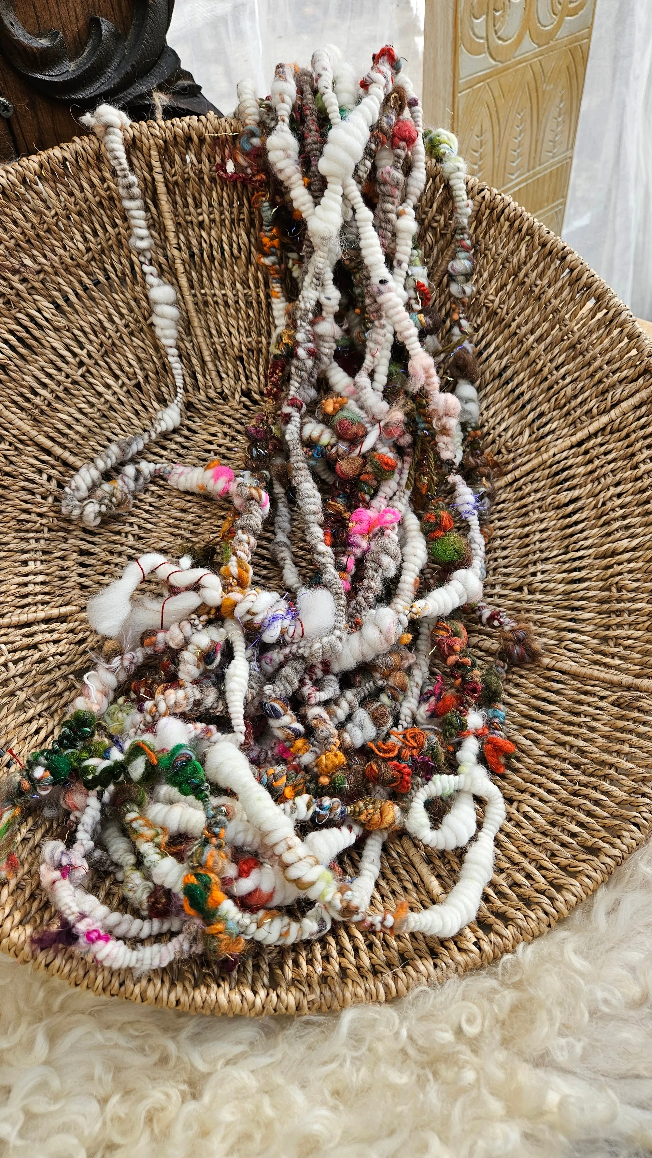 MISTER RODGERS - Handspun Bulky Wool Textured Art Yarn - 16 Yards 5.2 oz