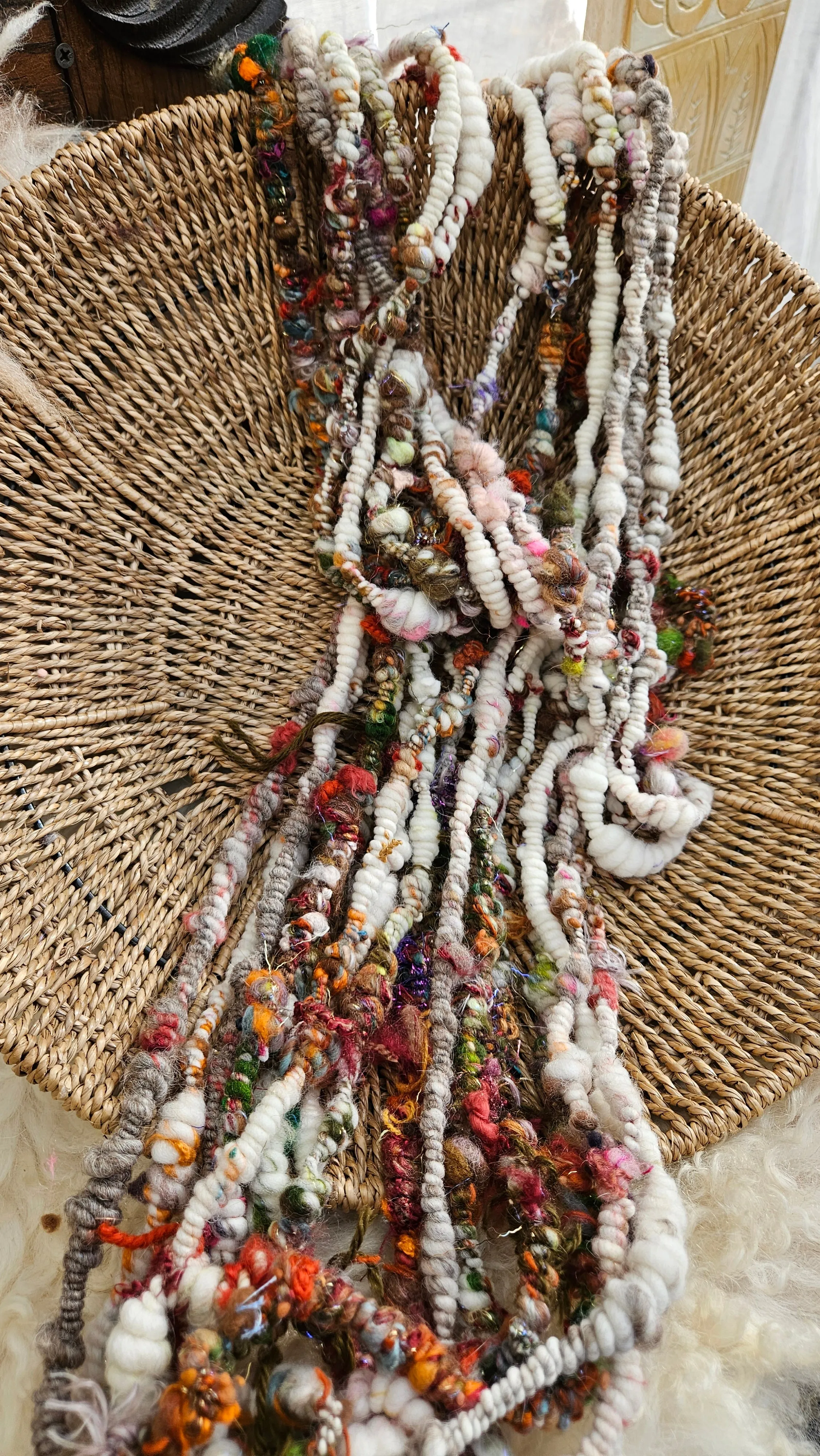 MISTER RODGERS - Handspun Bulky Wool Textured Art Yarn - 16 Yards 5.2 oz