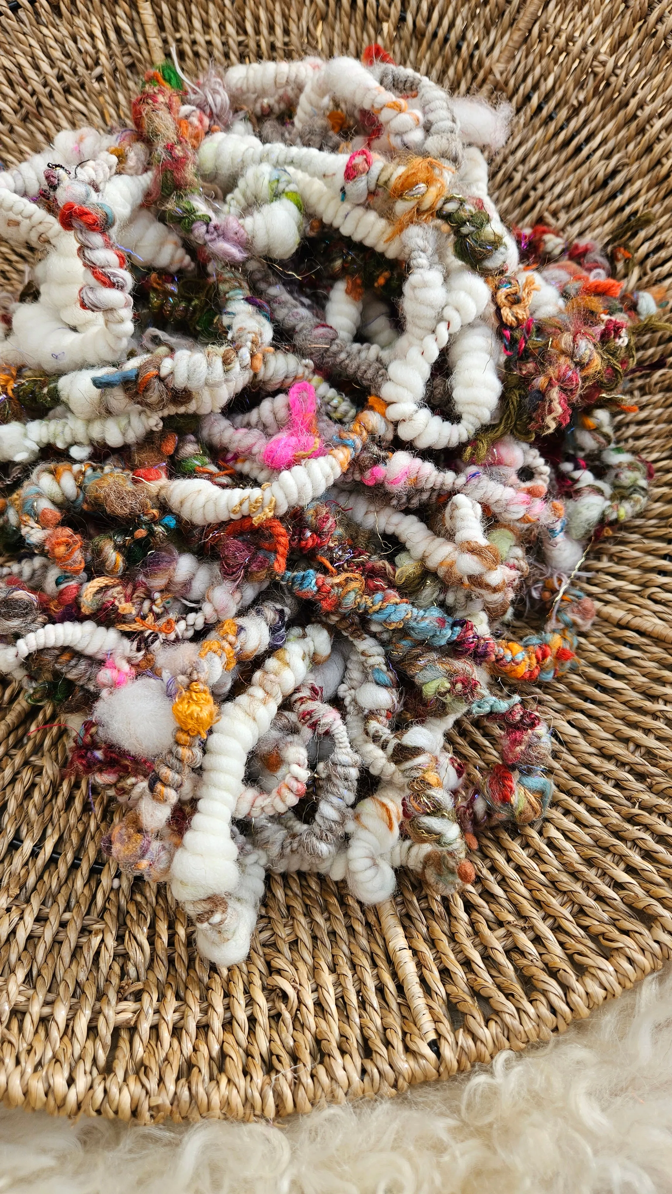MISTER RODGERS - Handspun Bulky Wool Textured Art Yarn - 16 Yards 5.2 oz