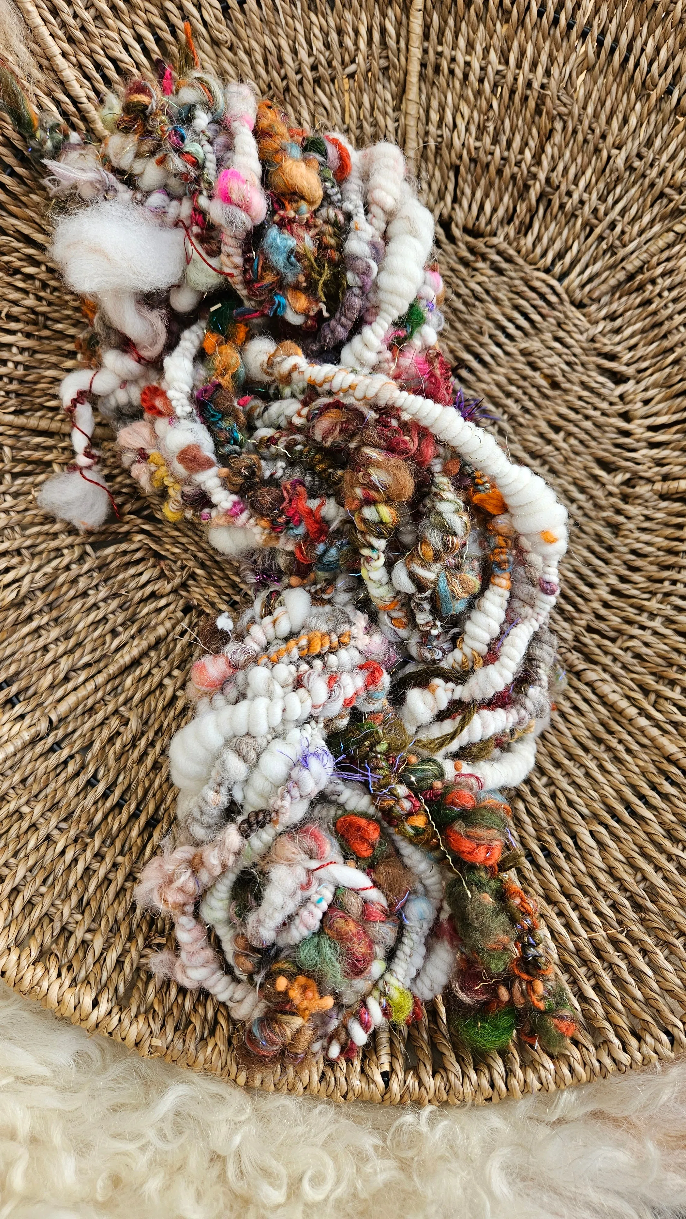 MISTER RODGERS - Handspun Bulky Wool Textured Art Yarn - 16 Yards 5.2 oz