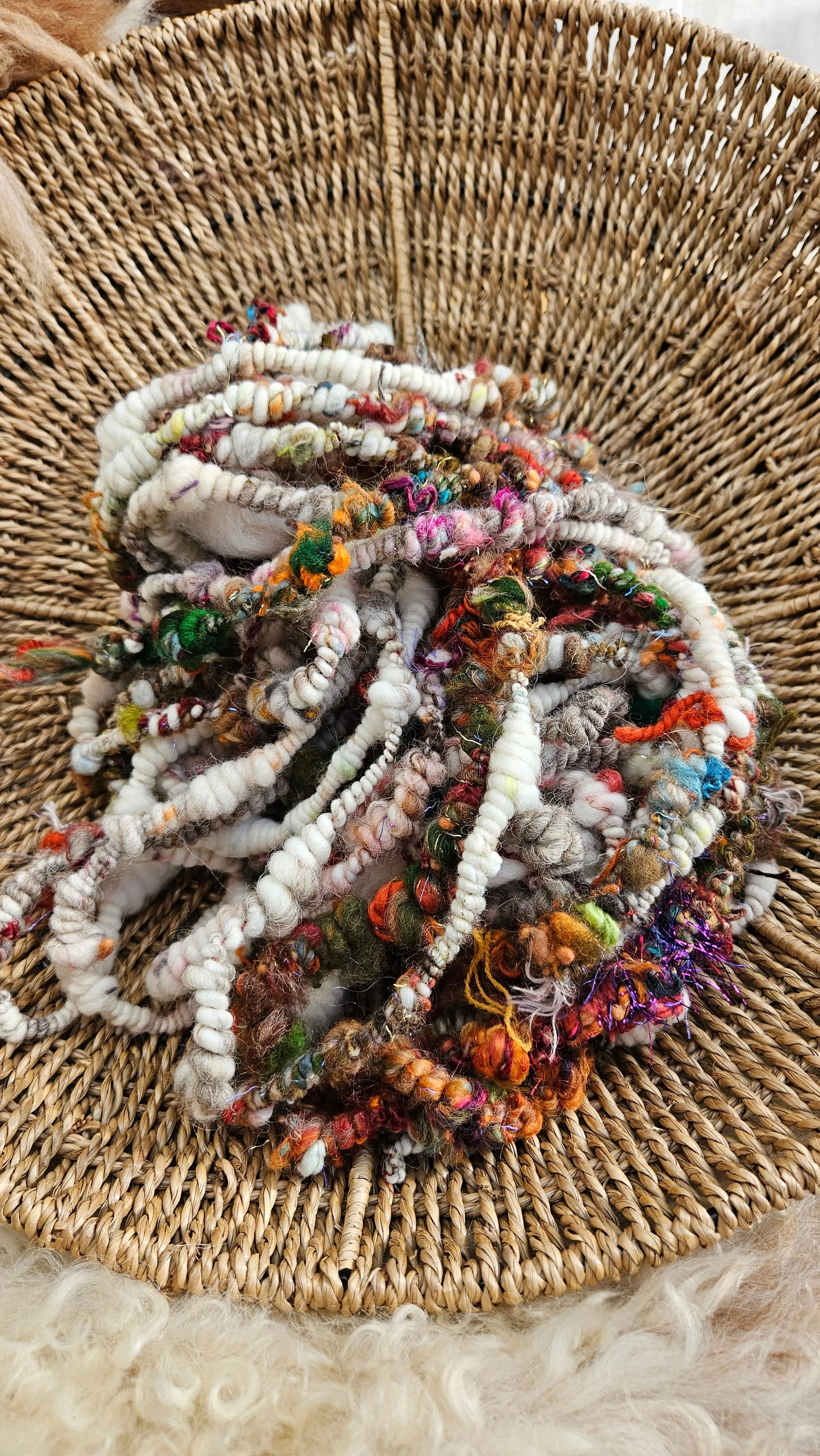 MISTER RODGERS - Handspun Bulky Wool Textured Art Yarn - 16 Yards 5.2 oz