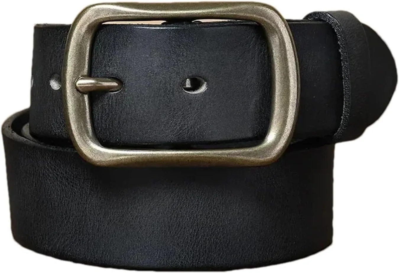Mnjyihy Men's Fashion Copper Buckle Genuine Leather Belts Jeans Belts For Men Business Belt