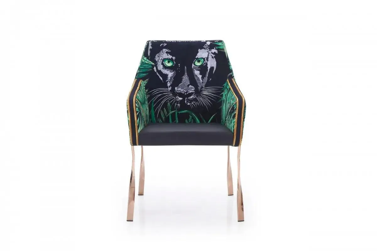 Modrest Fierce Black & Rosgold Panther Dining Chair Vgvcb1916-Blk-Dc