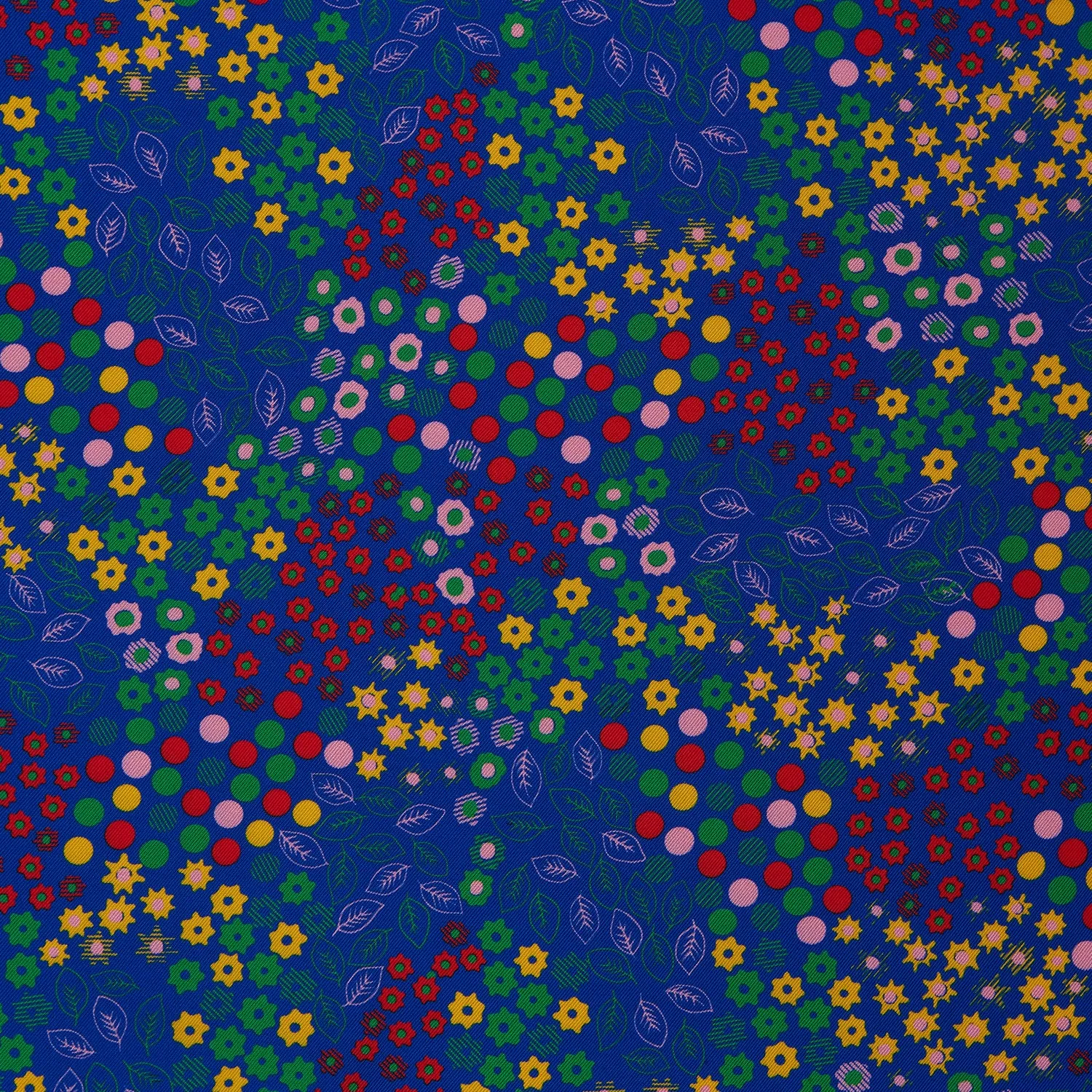 Navy Abstract Floral Silk Pocket Square