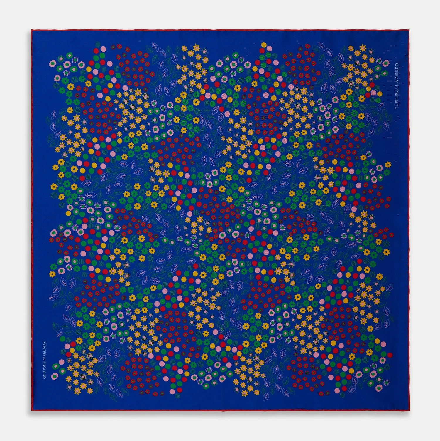 Navy Abstract Floral Silk Pocket Square