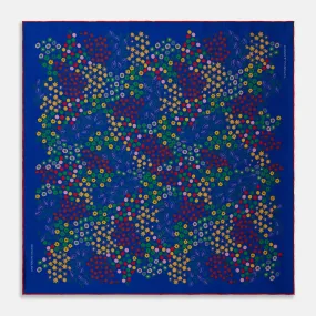 Navy Abstract Floral Silk Pocket Square