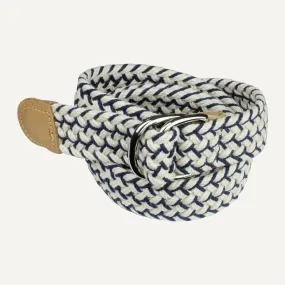 Navy & Natural Woven Cotton D-Ring Belt
