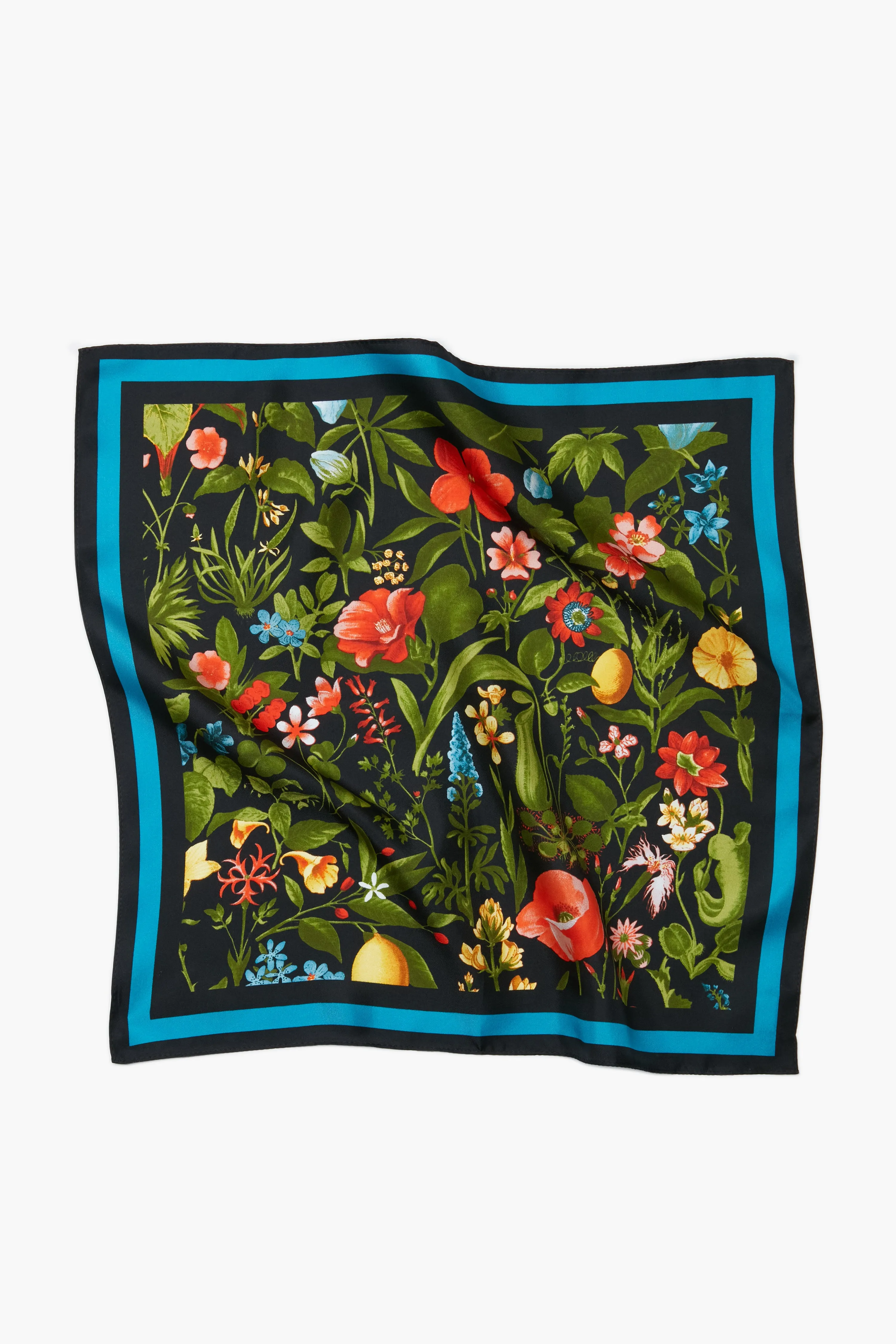 Noir Blooming Botanical Silk Scarf
