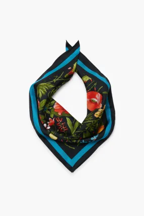 Noir Blooming Botanical Silk Scarf