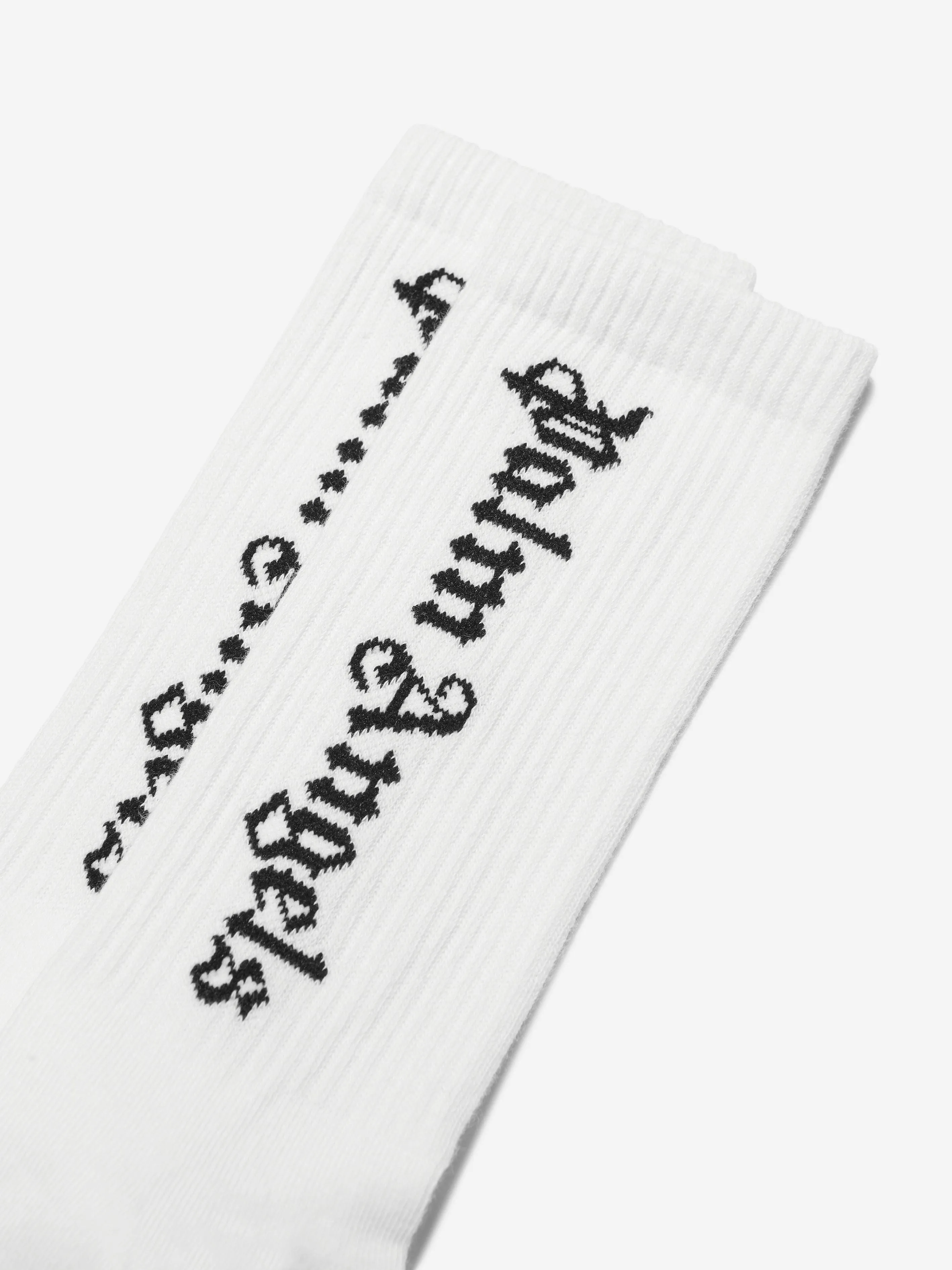 Palm Angels Kids Logo Socks in White