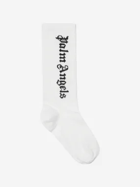 Palm Angels Kids Logo Socks in White