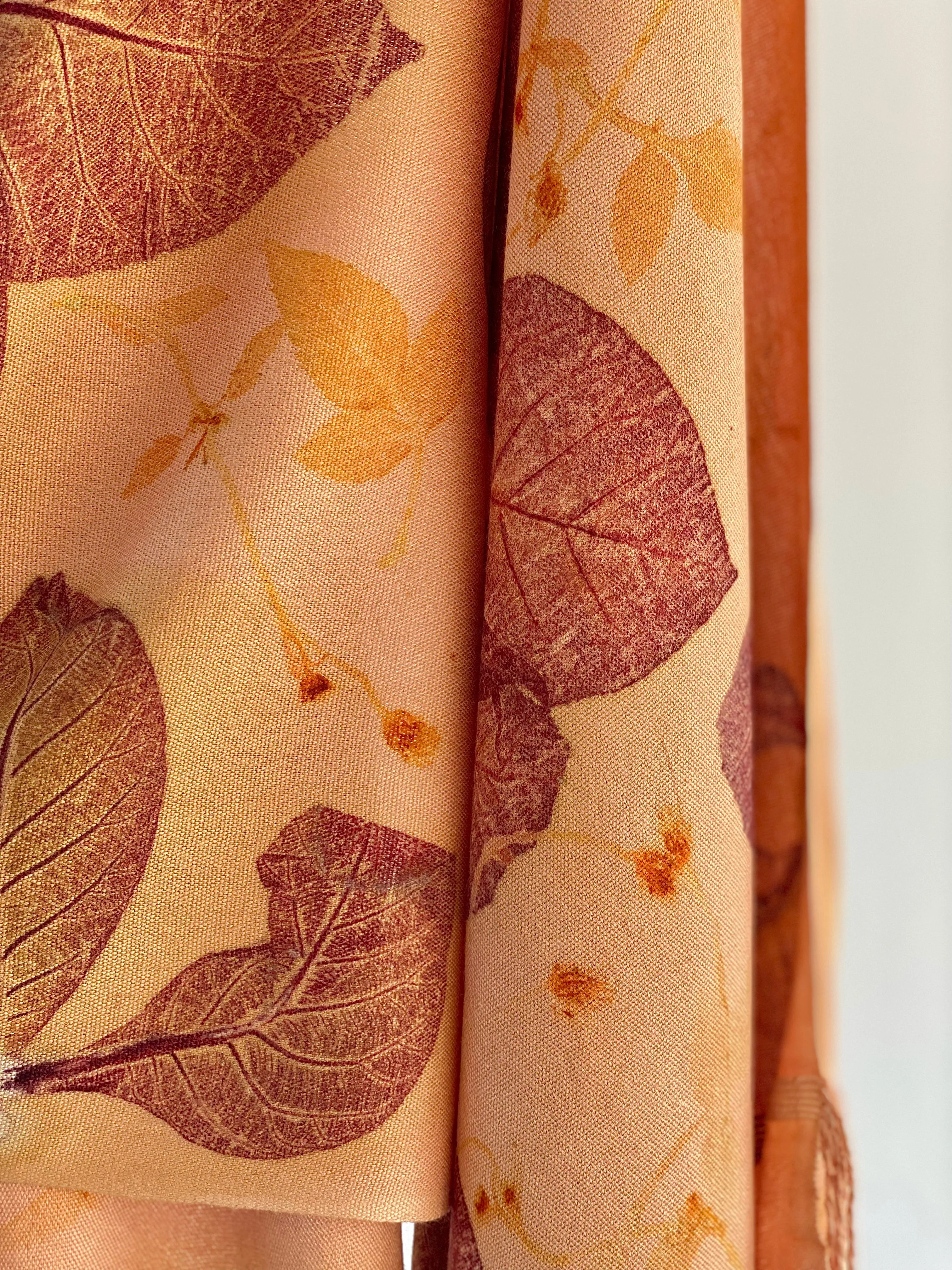Peach Botanical Print Scarf | Indigenous Cotton | Handwoven & Naturally Dyed - 0018A-SY-HT