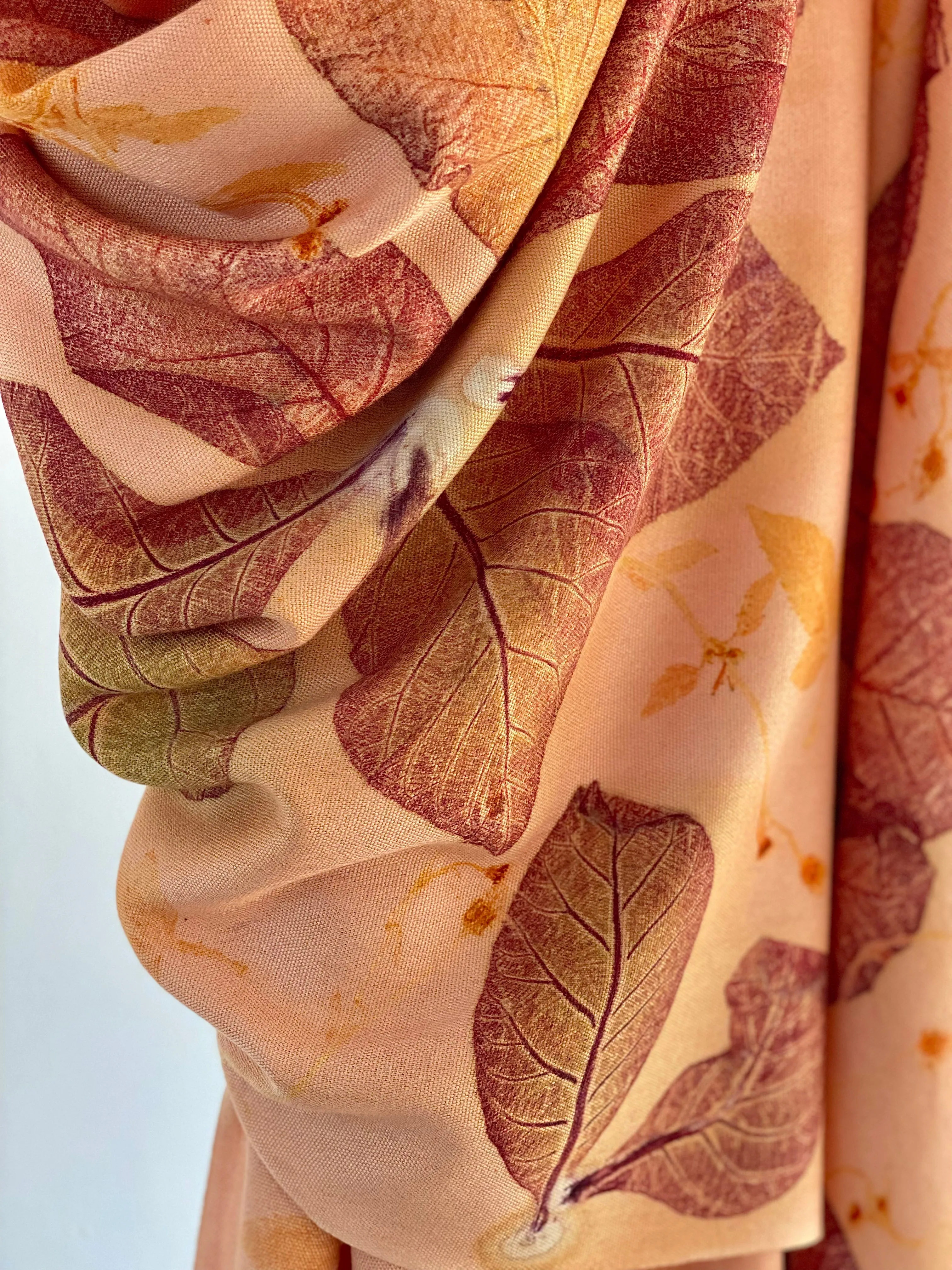 Peach Botanical Print Scarf | Indigenous Cotton | Handwoven & Naturally Dyed - 0018A-SY-HT