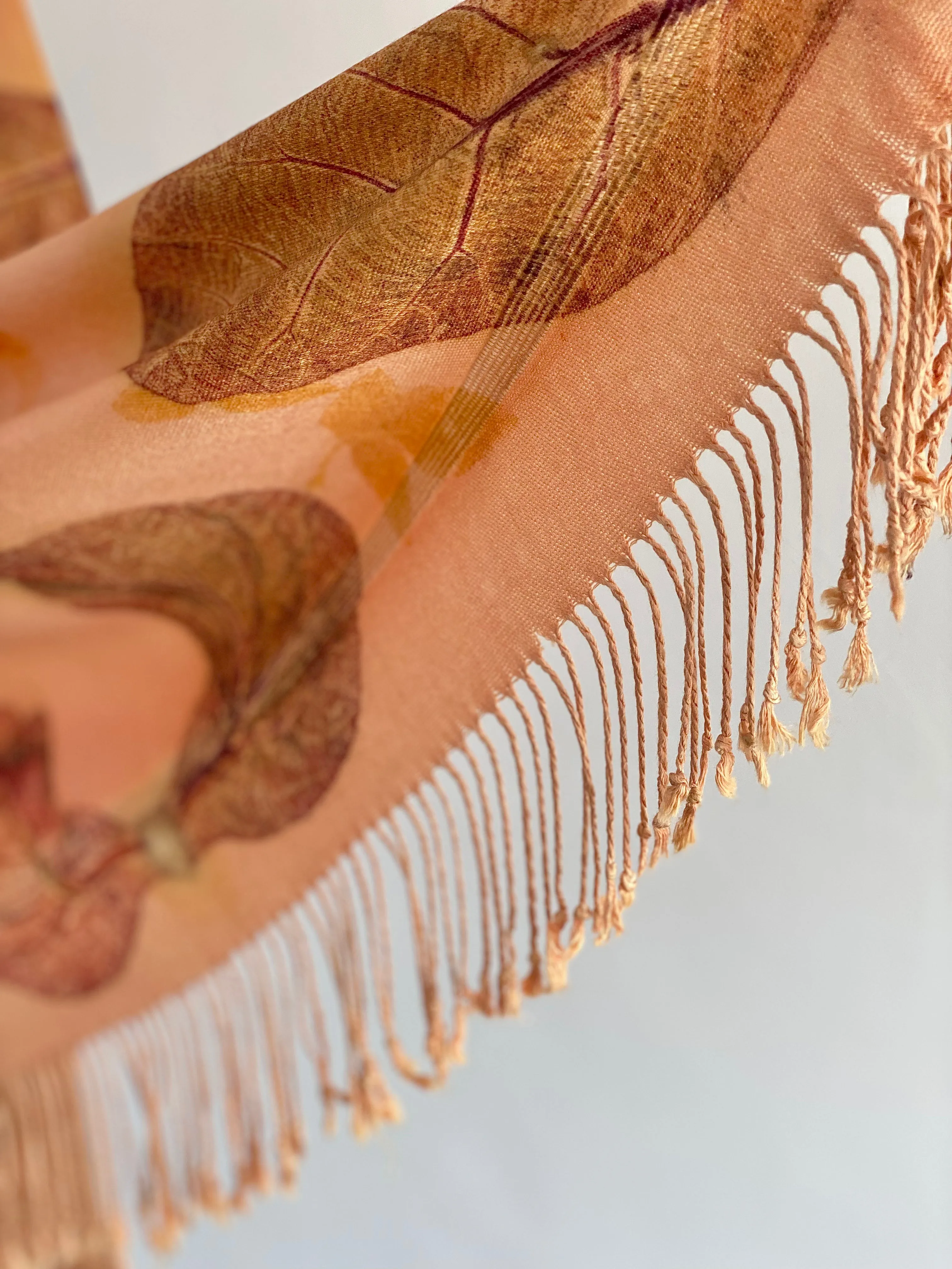 Peach Botanical Print Scarf | Indigenous Cotton | Handwoven & Naturally Dyed - 0018A-SY-HT