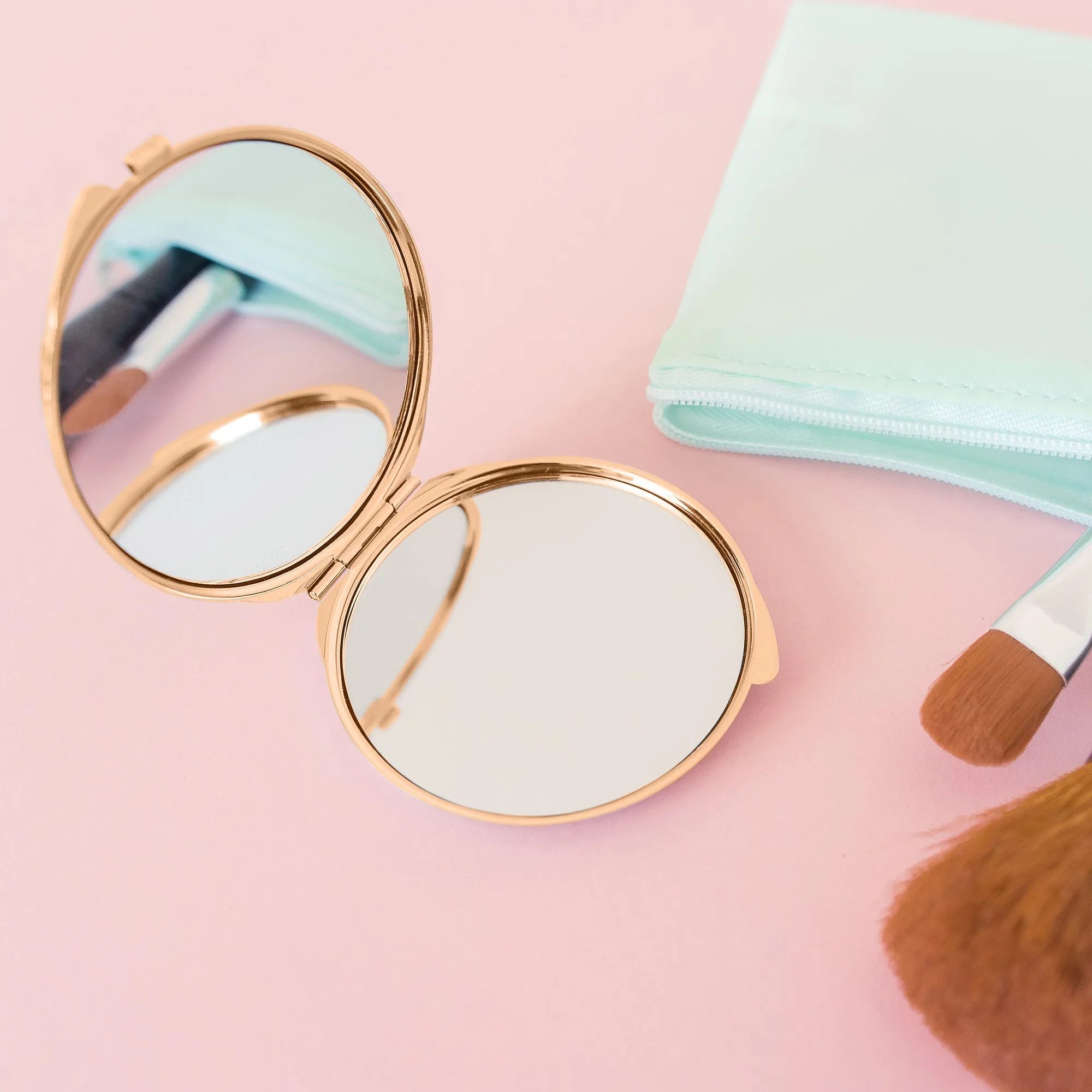 Personalised Botanical Initial Rose Gold Compact Mirror