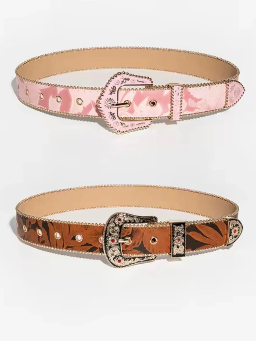 Pink cowgirl buckle boho belts