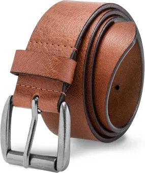 Prospero Comfort Men's Casual Belt Super Soft Full Grain Leather Roller Buckle 38MM 1.5 inch Black Brown Tan