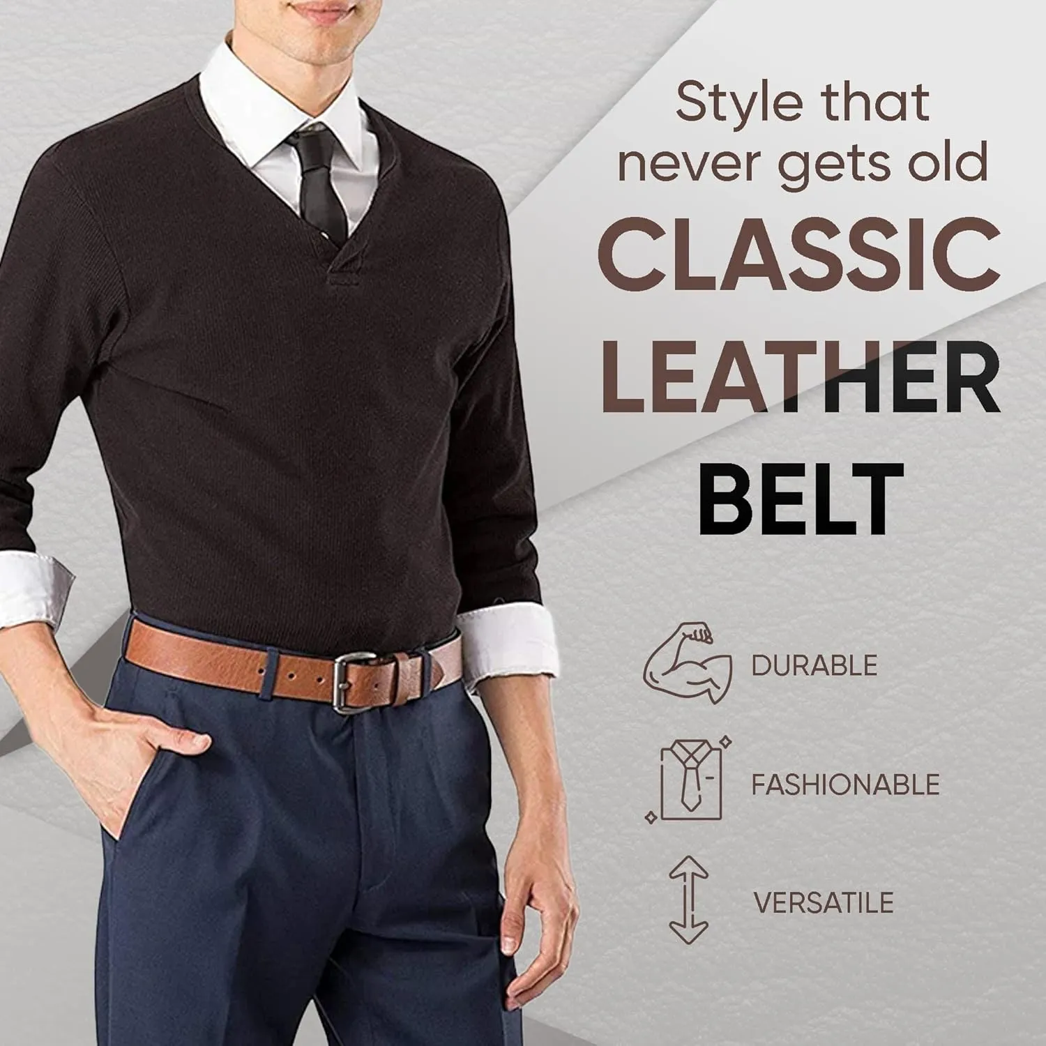 Prospero Comfort Men's Casual Belt Super Soft Full Grain Leather Roller Buckle 38MM 1.5 inch Black Brown Tan