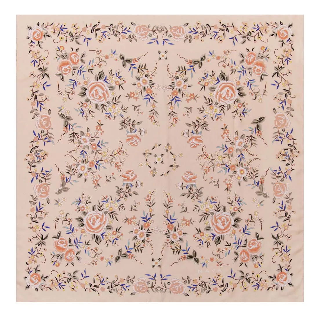 Rose and Pansy Silk Square Scarf