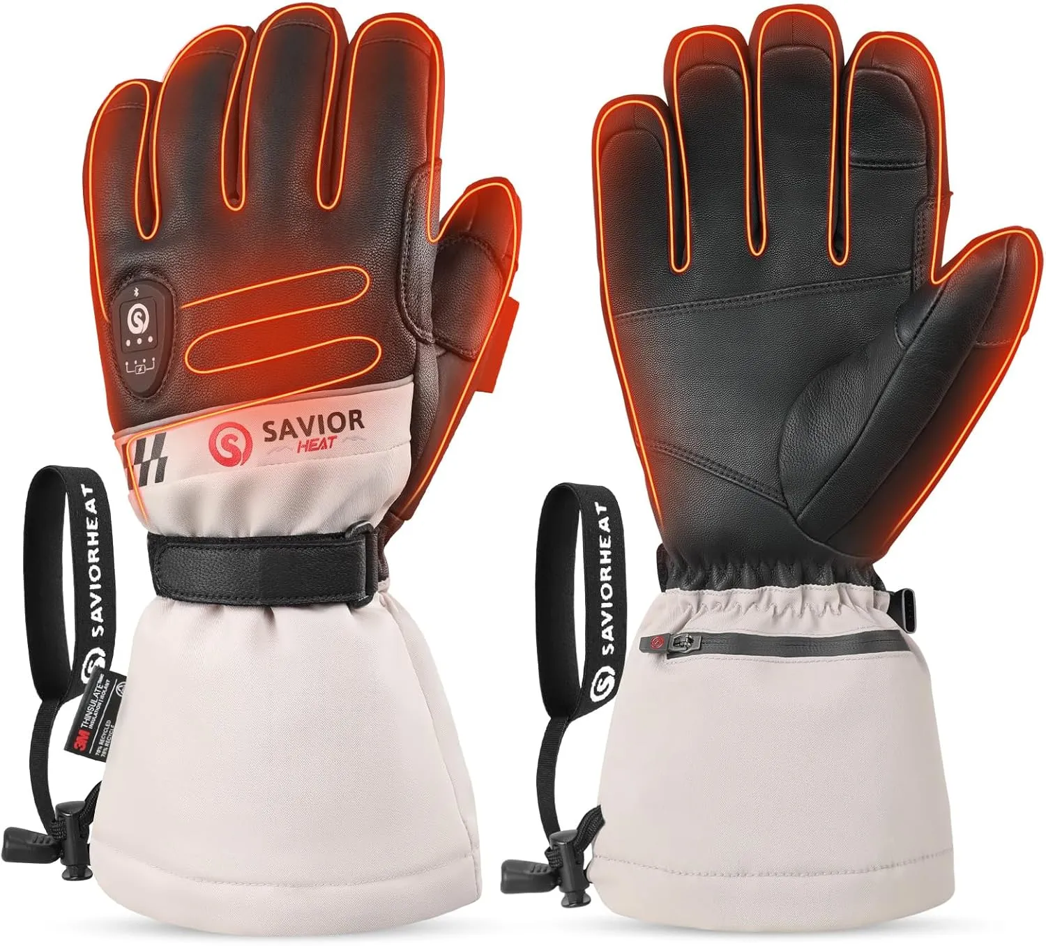 SAVIOR HEAT Heated Skiing Gloves for Men Women, Electric Ski Glove Rechargeable Battery Heated Hand for Motorcycle Skiing