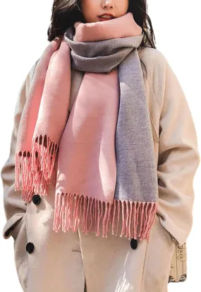 Scarf Wraps for Women, Winter Scarf Necklace, Warm Double Color Scarves, 6.5 Feet Long Women Scarf