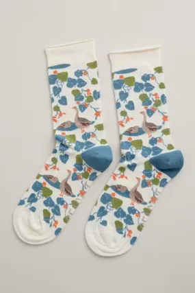 Seasalt Womens Arty Socks - Leafy Shade Chalk
