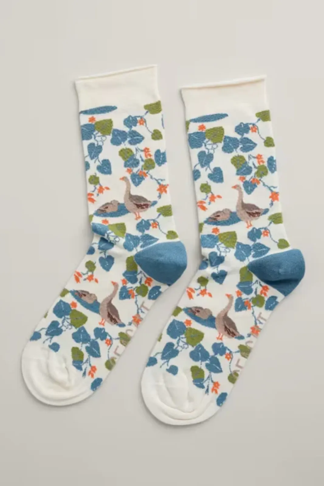 Seasalt Womens Arty Socks - Leafy Shade Chalk