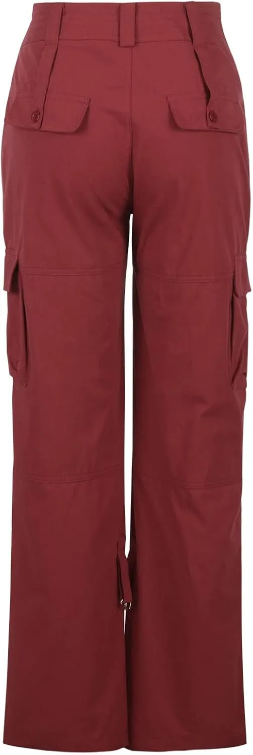 SMIDOW Womens Baggy Cargo Pants Low Rise Loose Casual Parachute Pants Relaxed Fit Straight Wide Leg Trouser