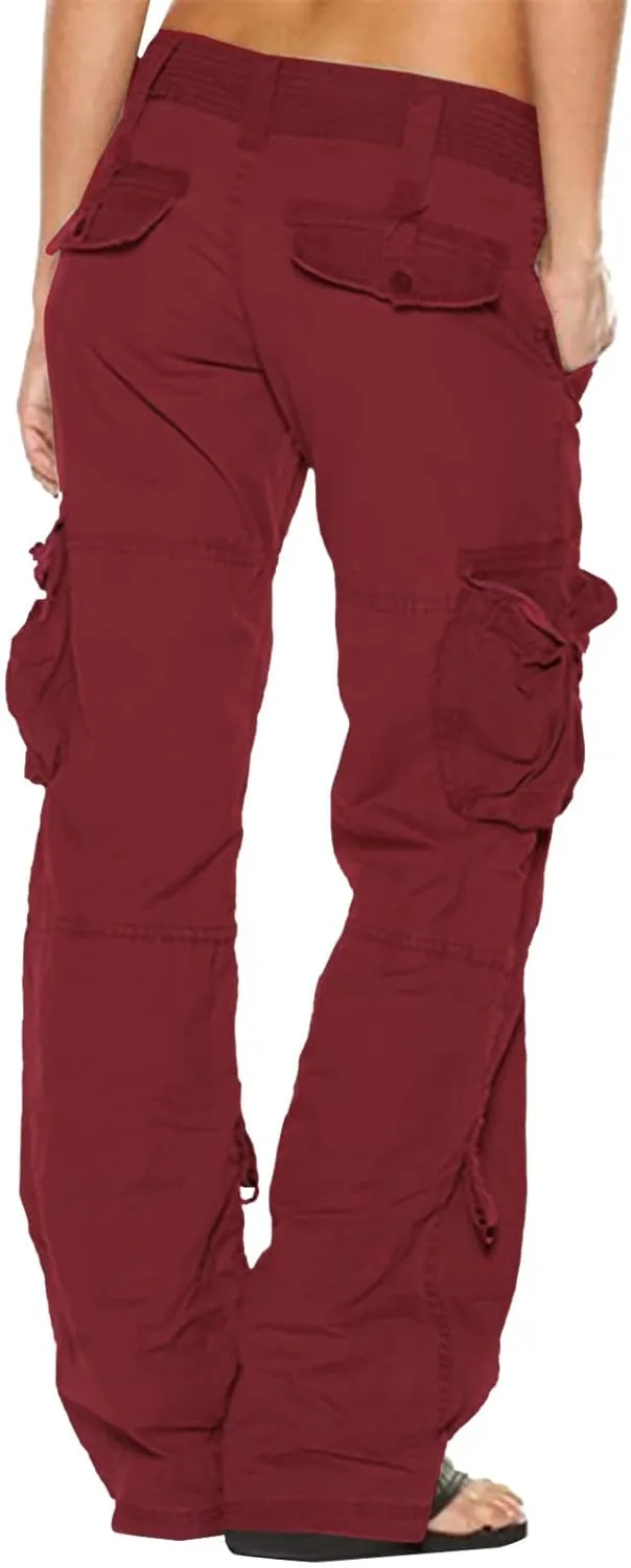 SMIDOW Womens Baggy Cargo Pants Low Rise Loose Casual Parachute Pants Relaxed Fit Straight Wide Leg Trouser
