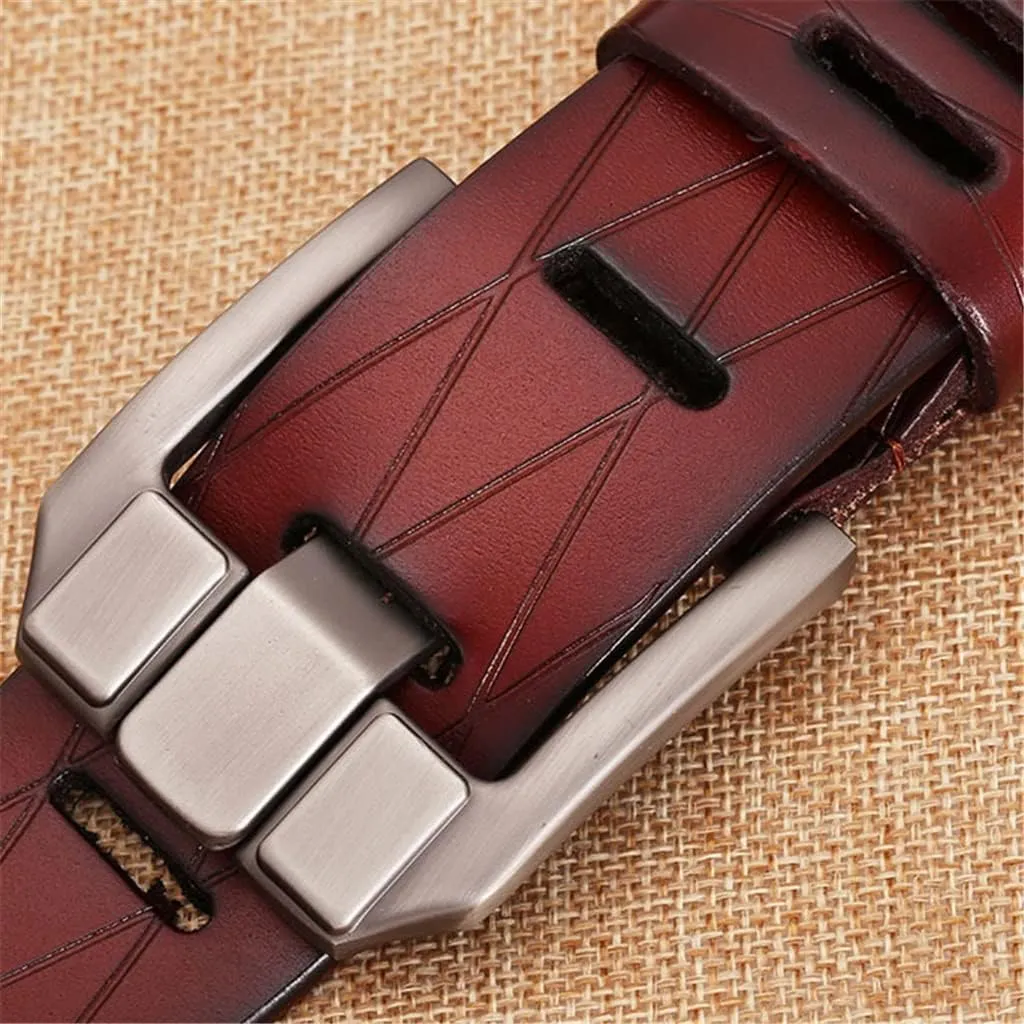 Soft Genuine Leather Belt Men Cow Cowhide Belts Retro Styles Wide Pin Buckle Jeans Accessories