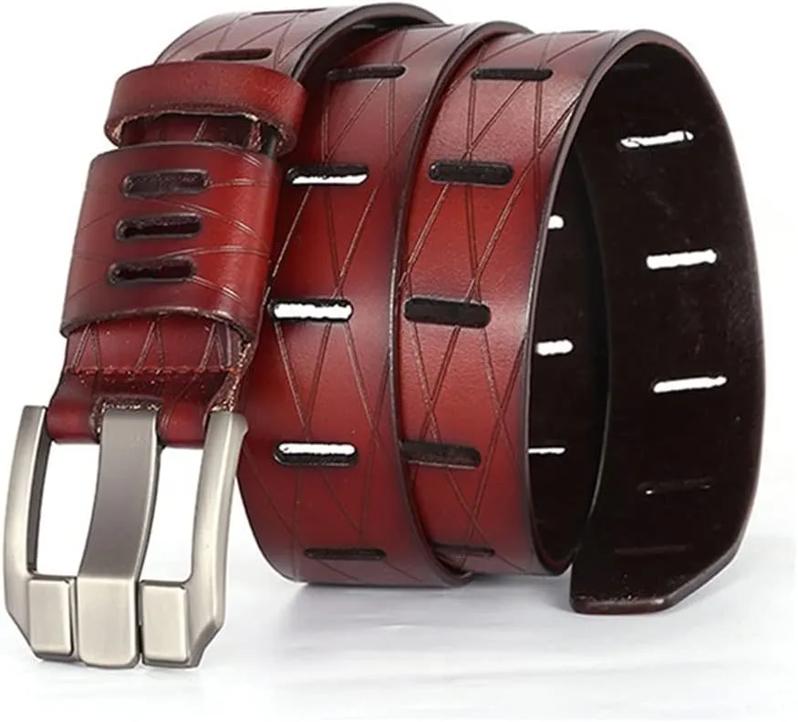 Soft Genuine Leather Belt Men Cow Cowhide Belts Retro Styles Wide Pin Buckle Jeans Accessories