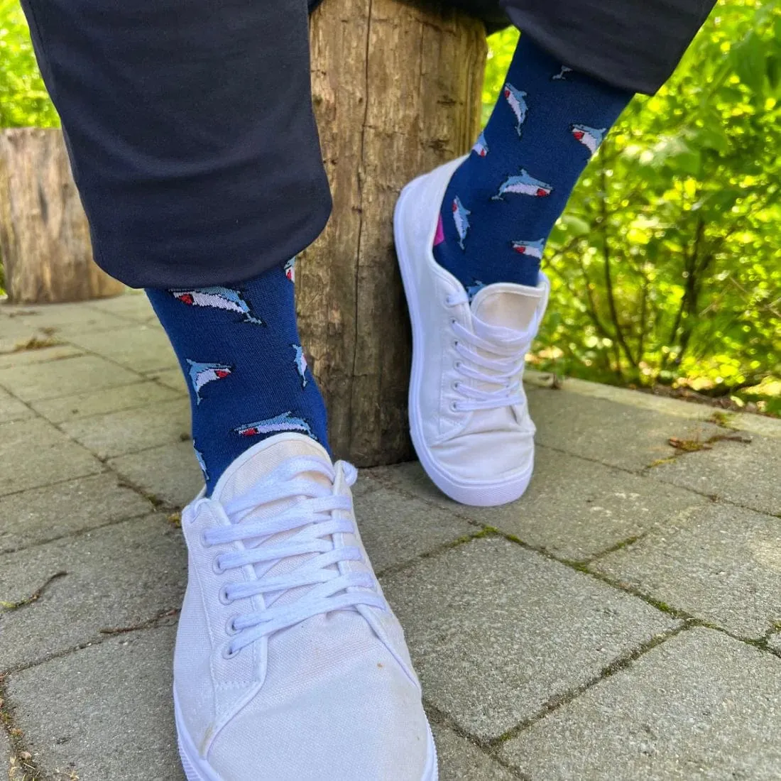 Swole Panda Blue Shark Bamboo Socks