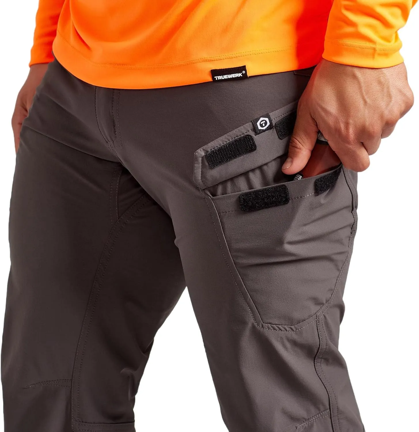 TRUEWERK Men’s Work Pants - T1 WerkPants Relaxed Fit, Lightweight, Moisture Wicking, Tactical Cargo Pants with 4-Way Stretch