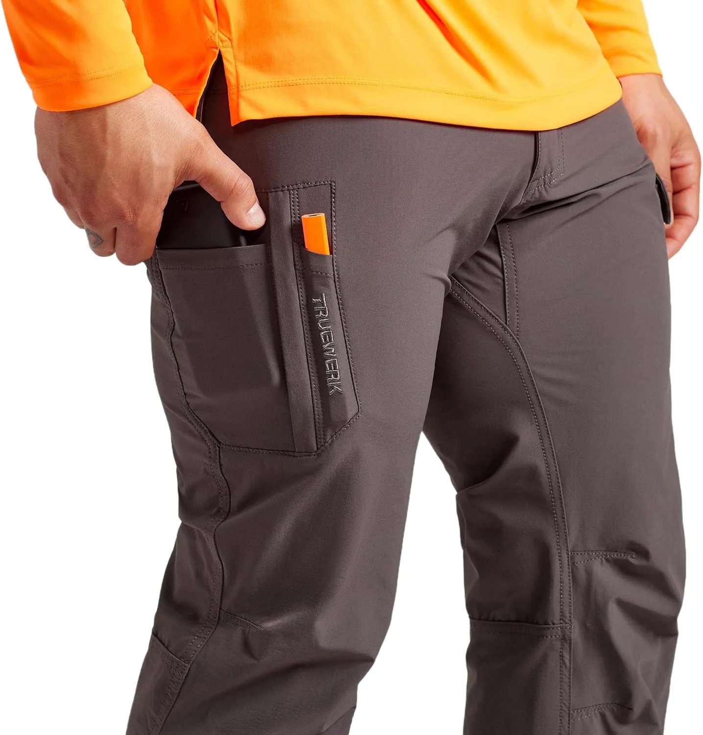 TRUEWERK Mens Work Pants - T1 WerkPants Relaxed Fit, Lightweight, Moisture Wicking, Tactical Cargo Pants with 4-Way Stretch