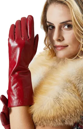 VIKIDEER Long Genuine Leather Gloves for Women Full Touchscreen Winter Warm Lined Elegant Type