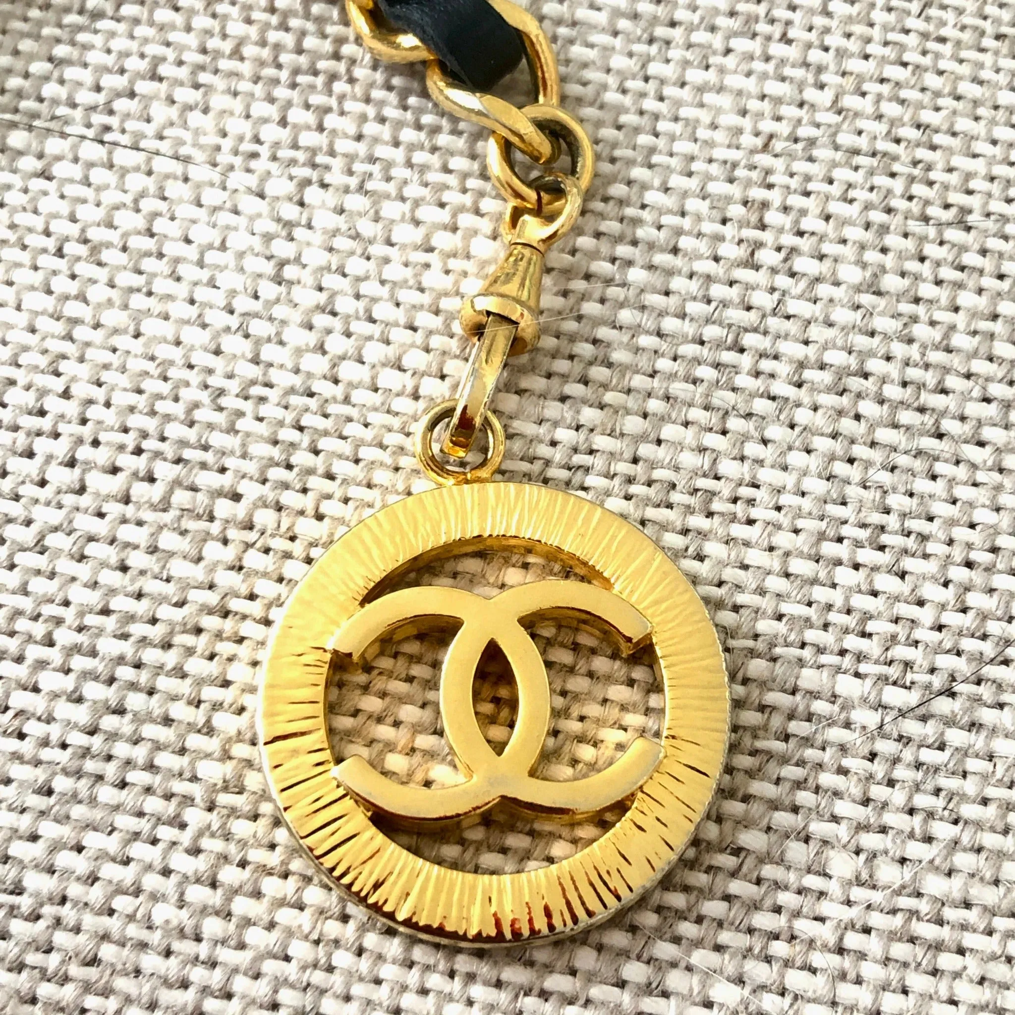 Vintage Chanel Leather Weave Belt with Triple Swag