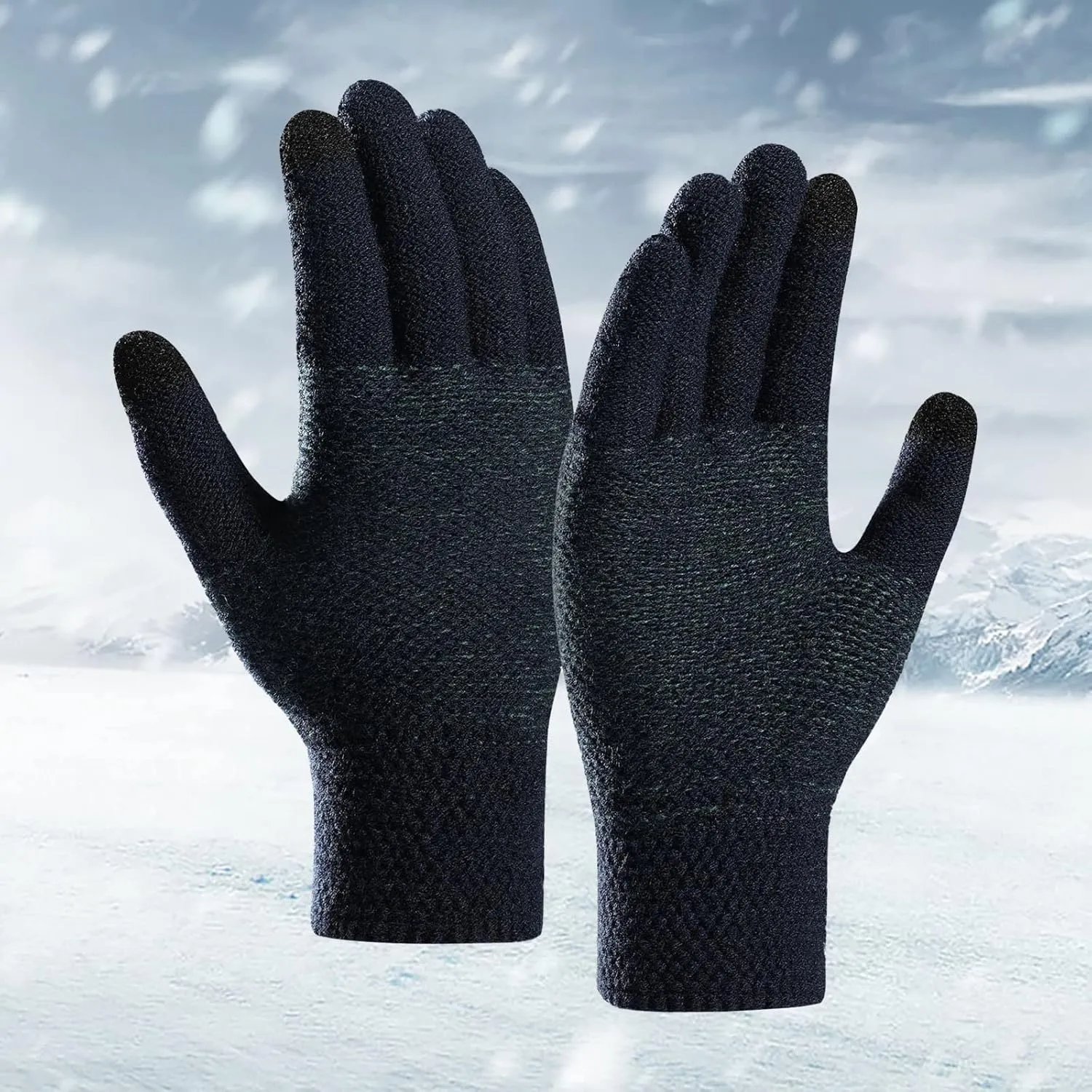 Winter Touchscreen Gloves for Women Men Cold Weather Thermal Warm Stretchy Knitted Windproof Gloves for Running