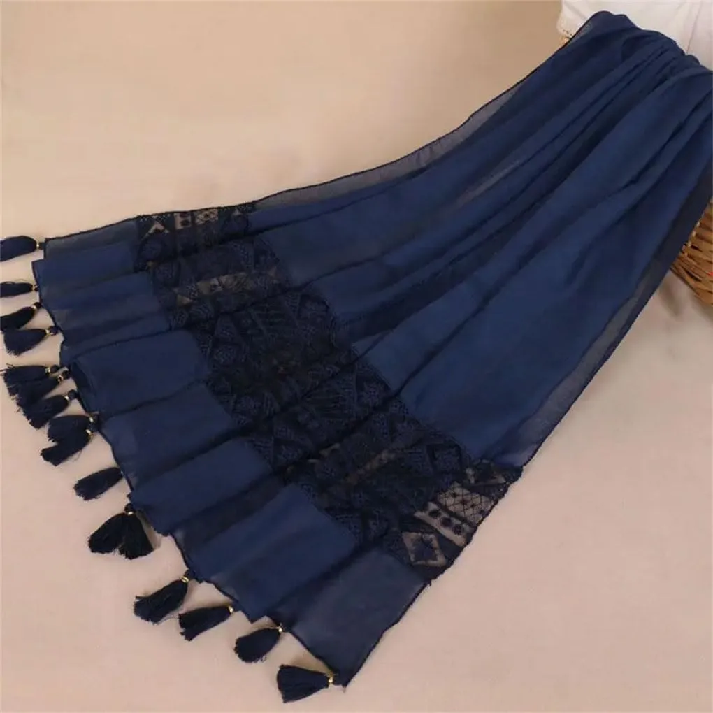 Women Lace Floral Patchwork Shawl Scarf Long Muslim Hijab Wrap Warm Shawls And Wraps
