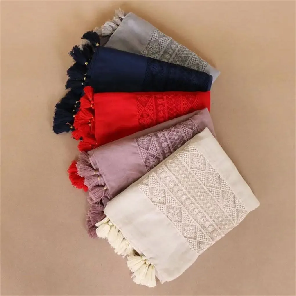 Women Lace Floral Patchwork Shawl Scarf Long Muslim Hijab Wrap Warm Shawls And Wraps