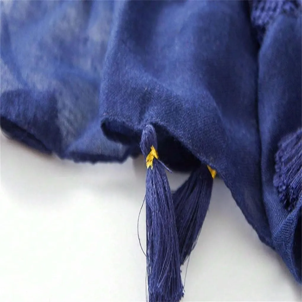 Womens Bohemian Floral Tassel Shawl Scarf Lady Soft Hijabs And Wraps Muslim Scarf