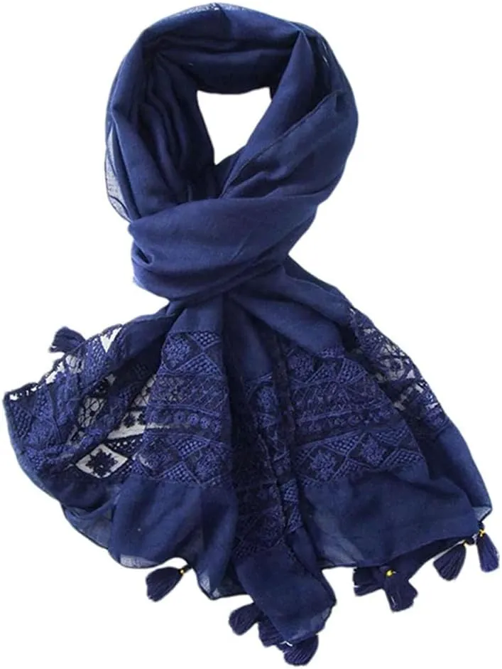 Womens Bohemian Floral Tassel Shawl Scarf Lady Soft Hijabs And Wraps Muslim Scarf