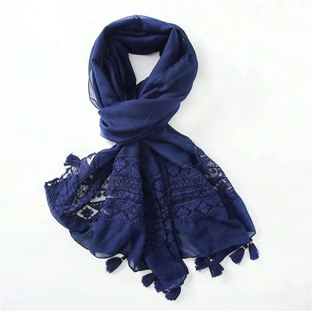 Womens Bohemian Floral Tassel Shawl Scarf Lady Soft Hijabs And Wraps Muslim Scarf