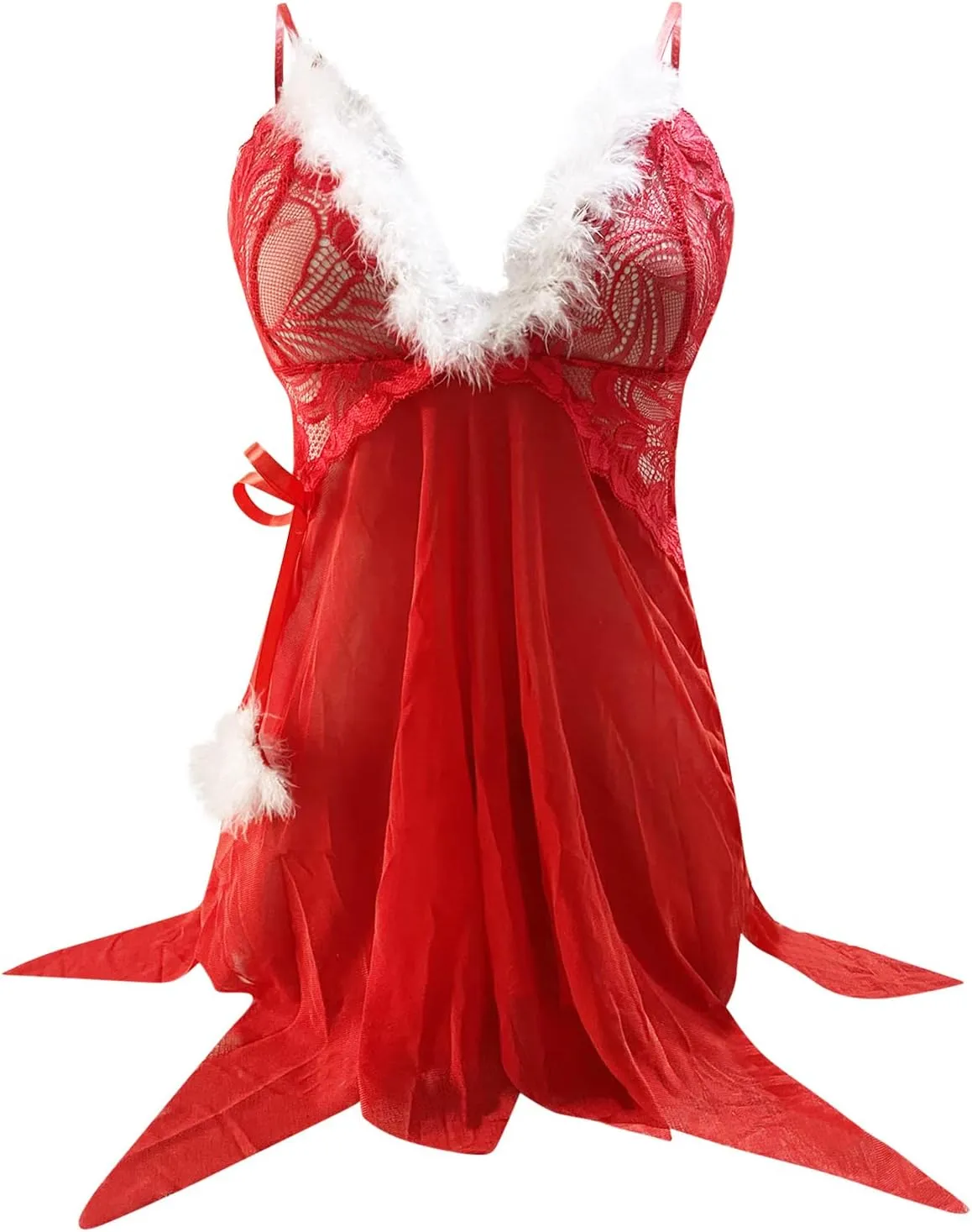 Women's Sexy Santa Christmas Lingerie Set with Garter Belts Lace Teddy Bodysuit Womens Plus Size
