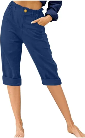 Womens Summer Capris Pants Dressy Causal Cargo Pants Relaxed Fit Lightweight Pants 2024 Trendy Clothes with Pockets