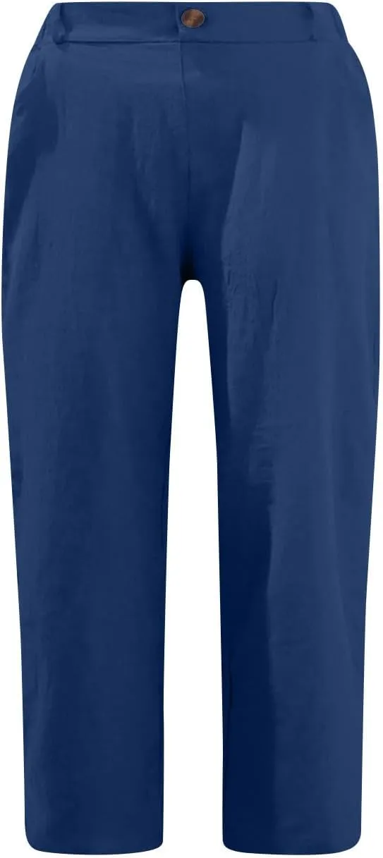 Womens Summer Capris Pants Dressy Causal Cargo Pants Relaxed Fit Lightweight Pants 2024 Trendy Clothes with Pockets