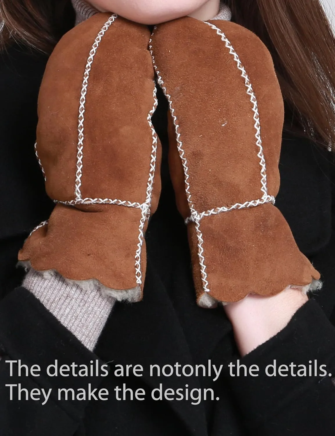 YISEVEN Women’s Winter Sheepskin Leather Shearling Mittens