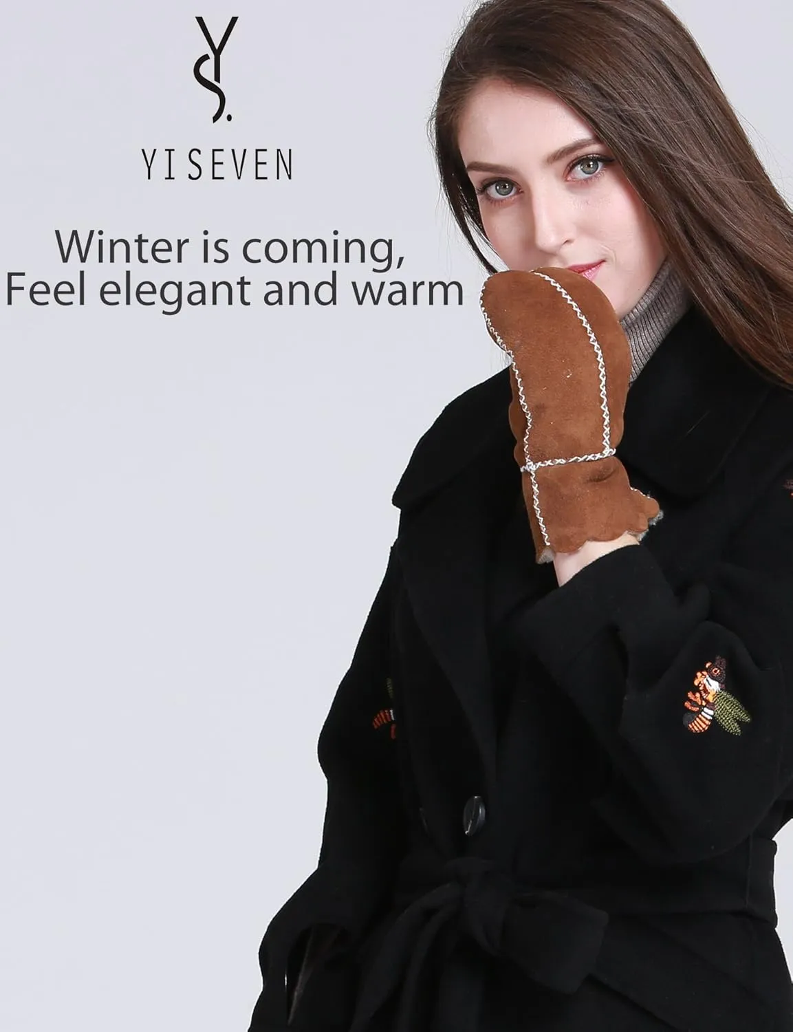 YISEVEN Women’s Winter Sheepskin Leather Shearling Mittens